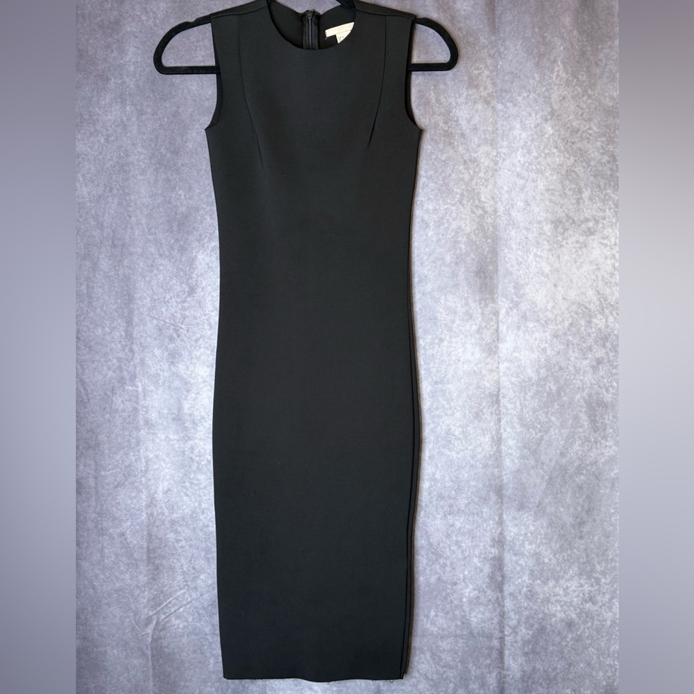 H&M Black Sleeveless Square Neck Midi Dress